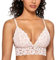 DOBREVA Women's Lace Padded Bralette Wireless Plunge Plus Size Longline Bra Rose White M