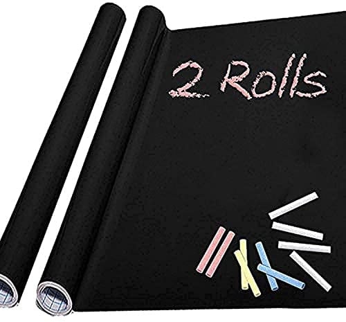 Kreidetafel-Papier, 2 Rollen, 10 farbige Kreide – Kreidetafel-Vinyl-Aufkleber (44,2 x 199,9 cm)
