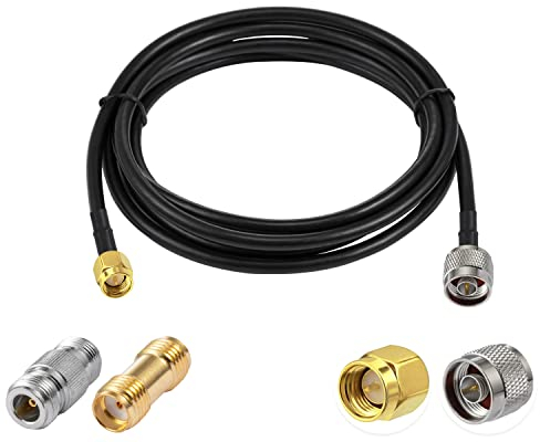 Vecys N auf SMA-Jumper N-Stecker auf SMA-Stecker Verlustarmes Koaxialkabel RG58 10FT/3M + 2PCS Adapters Kit für 3G 4G 5G LTE Antenne Amateurfunk GPS WiFi