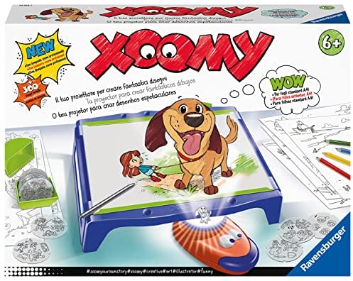 Ravensburger - Xoomi Maxi Zeichentisch A4 mit Leuchtprojektor, 300 illustrierte Motive in 72 Filmen, kreatives Spiel für Kinder und Mädchen, ab 6 Jahren