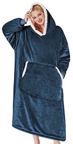 mebiusyhc Oversized Hoodie Blanket Fluffy Fleece Blanket Hoodie Hooded Blanket Deep Pockets, Cozy Warm Fleece Sherpa Blanket, Gifts Adults Mom Wife Girlfriend Men, One size fits all