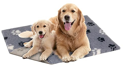 Vetbed Petlife Anti-Rutsch-Hundebett, mittelgroß, 100 cm x 75 cm, Grau/Schwarz/Weiß, Duo Paw – maschinenwaschbar, warmes Hunde- und Welpenbett – Kistenmatte für Welpe – antiallergene Katzen- und