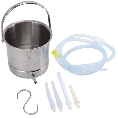 KENANLAN Kit de cubo de enema, kit de enema de silicona, boquillas de manguera de cubo de 1.6 L con bolsa de almacenamiento para enemas de hidroterapia colónica