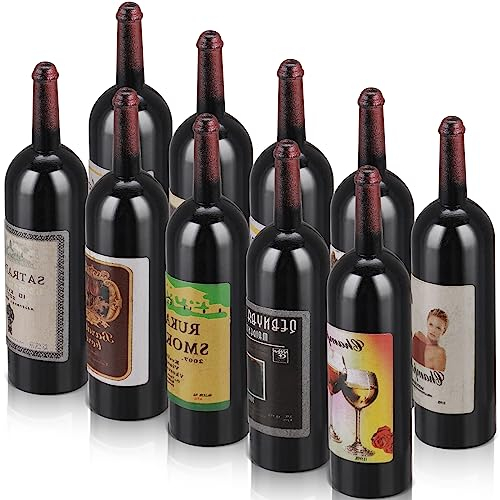 simarro Bouteilles de vin de Maison de poupée Bouteilles de Champagne, 10 pièces Miniatures Bouteilles de vin Rouge Mini-Bouteilles de Boissons Modèle de vitrine pour Les décorations de Maison