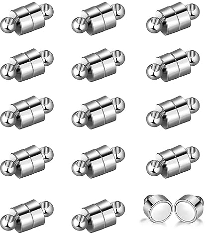 15 Stück Magnetverschlüsse für Ketten, Kettenverschluss Runde, Schmuck Magnetverschluss, Ketten Verschlüsse, Magnetverschluss für Armband, für Halskette Armband Machen, 6mm, Silber