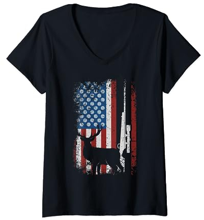 Jäger Hirsch Elch Bock jagen Elkaholic T-Shirt mit V-Ausschnitt