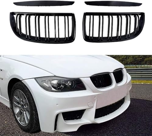Front Niere Grille Hood Grills Fit für 2005-2008 E90/E91 3-Serie Doppellinie Glossy Black