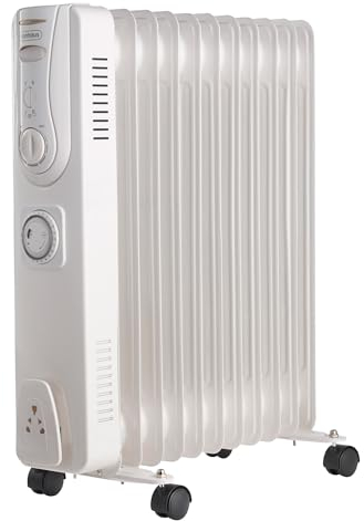 VonHaus Ölradiator mit 11 Rippen, Elektrischer Heizkörper für Homeoffice, Elektroheizung zum Schnellen Wärmen Jedes Raums, Mit Thermostat, 2,5 kW Ölheizer für Maximale Wärme (Weiß)