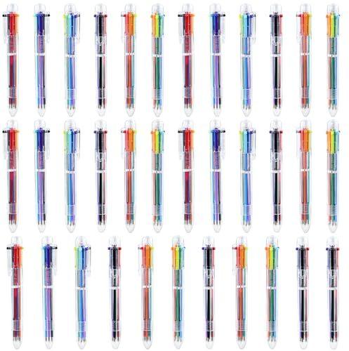 35 Stück 6-in-1 Mehrfarbige Kugelschreiber, 0.5mm Einziehbare Kugelschreiber Mehrfarbiger Retractable Rollerball Stifte, 6-Color Kugelschreiber für Büro, Schulbedarf, Studenten, Kinder