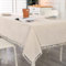 SUCHDECO Beige Tischdecke Groß Leinen Rechteckig Tischtuch Abwaschbar Leinentischdecke Gartentischdecke für Geburtstag Party Hochzeit Biertisch mit Quaste Tischwäsche, 140x300 cm