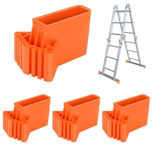 4 Stück Leiterfußabdeckung Leiter Gummifüße Matte Rutschfeste Leiterfüß Bdeckung Rutschfeste Ersatz Stufenfüße Leiter Teile, für Verlängerungsleiter Heimarbeiter auf Der Baustelle (Orange)