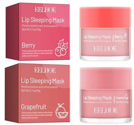 Generic 2pcs Lip Sleeping Mask, Set Moisturizing Strawberry+Grape Lip Mask, Day and Night Repair Lip Balm for Chapped Cracked Dry Lips, Nourishing & Hydrating Lip Mask for Women Men,Skin Care