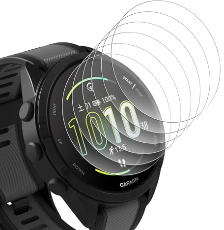Bigqin 6 Pezzi Pellicola Protettiva Compatibile per Garmin Forerunner 165/165 Music,Protezione Schermo in HD Vetro Temperato Antigraffio Compatibile per Garmin Forerunner 165/165 Music- Trasparente