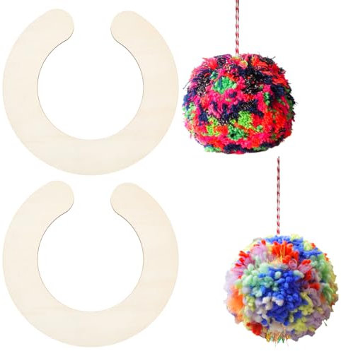 BENECREAT 2Pcs Wooden Pompom Maker Fluff Ball Weaver, Semicircle Wool Ball Making Tool Pom Pom Maker Template for Big Wool Ball Making, 9.8x9.4inch