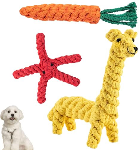 3 Pcs Puppy Toys Giraffe Carrot Starfish Dog Toys Indestructible Dog Chew Toys Puppy From 8 Weeks Small Dog Toy Dental Health and Relieve Stress Chew Toys for Dogs Indestructible Dog Toys