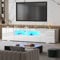 LSLIFE Modern 200cm High Gloss TV Stand Cabinet with RGB LED Lights, TV Cabinet for 65-85 Inch Television Living Room TV Unit with 2 Doors 2 Drawers 16 Colors Lights 200 (W) x 45 (H) x 35 (D) cm