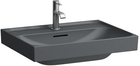 LAUFEN Meda Aufsatzwaschtisch, geschliffen, 600x460mm, 1 Hahnloch, mit Überlauf, H8161137581041, Farbe: Graphit matt