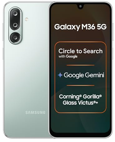 Samsung Galaxy M36 5G (verde chiaro) | 6 GB+128 GB | 7,7 mm Slim | Gorilla Glass Victus+ | Cerchia e cerca | Google Gemini | Fotocamera OIS AI da 50 MP | Nightography | Versione indiana sbloccata in