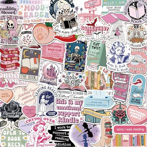 UIEXAY 150 Stück Romantik-Buch-Aufkleber Für Kindle, Holografische Buchaufkleber, Zum Lesen, Glitzer, Vinyl-Aufkleber Für Laptop, E-Book-Reader, Wasserflaschen, Tagebuch, Scrapbook, Wasserdicht