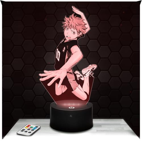 Lampephoto.fr - Lampe Hinata H. 3D Touch Nachtlicht Manga | Made in France, Sockel wählbar, dimmbar, Batterie-/USB-Betrieb, HD-Lasergravur, Geschenk für Anime-Fans, Kinder
