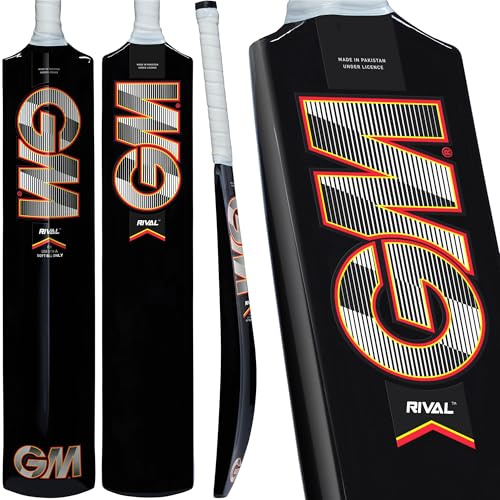 GM | Rival Soft Ball Fibreglass Cricket Bat | Softball or Tapeball | Lightweight Plastic Design | Soft Feel Grip | Size Mens SH Full Size | Gunn & Moore