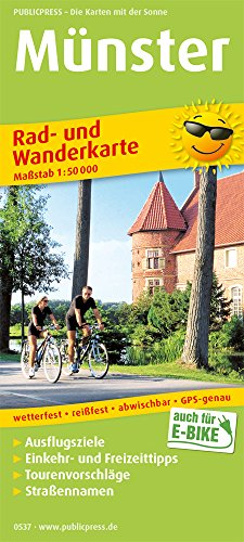 Münster: Rad- und Wanderkarte mit Ausflugszielen, Einkehr- & Freizeittipps, Straßennamen, wetterfest, reissfest, abwischbar, GPS-genau. 1:50000 (Rad- und Wanderkarte: RuWK)