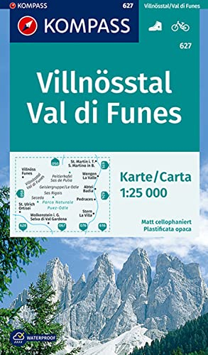 KOMPASS Wanderkarte 627 Villnösstal, Val di Funes 1:25.000: mit Radrouten