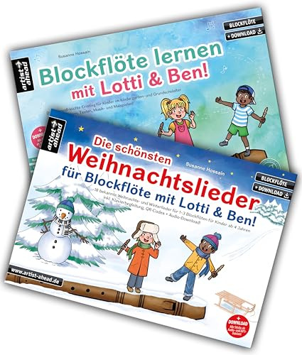 Blockflöte lernen mit Lotti & Ben + Die schönsten Weihnachtslieder für Blockflöte im Set! Die Blockflötenschule für Kinder – der leichte Einstieg (inkl. Klavierbegleitung, QR-Codes + Audio-Download)