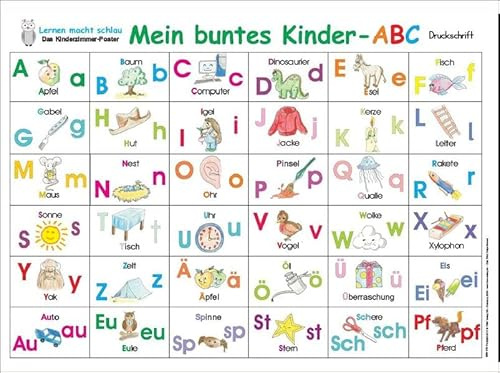 Mein buntes Kinder-ABC: Lernposter in Druckschrift DINA 4 laminiert