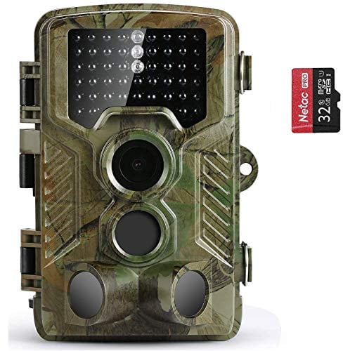 COOLIFE Fotocamera Caccia 21MP 1080P HD Macchine Fotografiche da Caccia di Fototrappola con Infrarossi Visione Notturna 82ft 49pcs IR LED 125°Schermo LCD 2.4 con Scheda microSD da 32GB