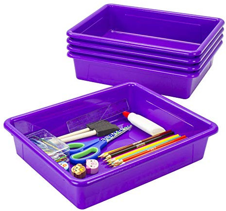 Storex Bandeja de Almacenamiento, tamaño Carta, 10 x 13 x 3 Pulgadas, Violeta, Paquete de 5 (62521U05C)