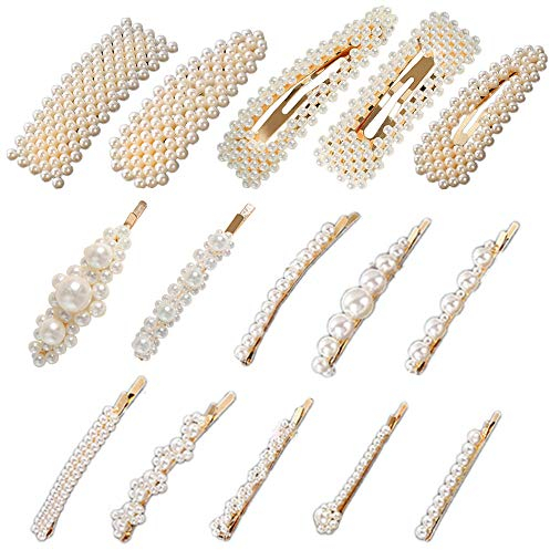 YuCool - Confezione da 15 fermagli per capelli con perle, grandi, antiscivolo, artificiali, accessori decorativi, per donne e ragazze, per feste, matrimoni, vita quotidiana, lavoro, scuola, vacanze