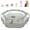 Pawaboo Kleintiere Freigehege, Wasserdicht Faltbar Kaninchen Freilaufgehege für Hasen Hühner Kätzchen Welpen Kaninchen Hamster, Visuell Laufstall mit Netz Reißverschluss und Nylonboden - Grau