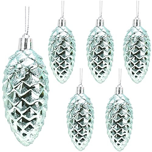 Christmas Concepts® Pack of 6-90mm Pine Cone Baubles – Shiny and Glitter Decorated – Luxury Christmas Decorations (Mint Green)