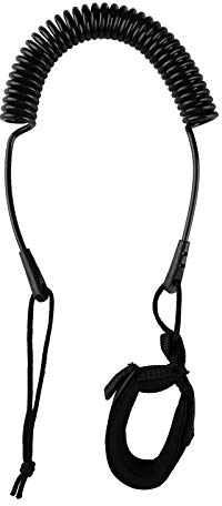 HEYTUR Coiled SUP Leash 10' Surfboard Leash Sup Leg Rope Strap Stand Up Paddleboard Leash (5mm Schwarz)