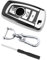ECSiNG Coque de clé de Voiture 4 Boutons en TPU avec Porte-clés et Tournevis Compatible avec BMW Série 1/2/3/4/5/6/7 X3 X4 M2 M3 M4 M5 M6 GT3 GT5 520 525 f30 f10 F18 118i 320i A-Argent
