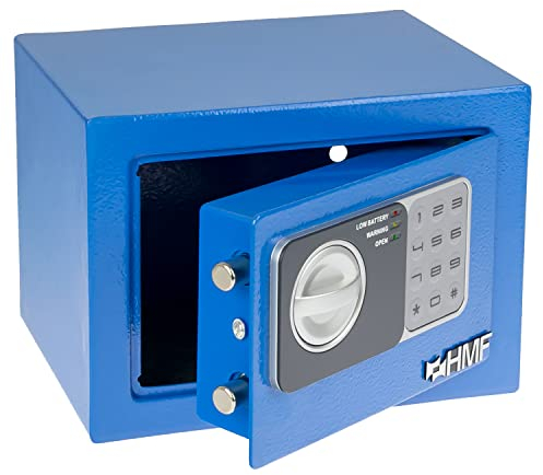 HMF 46126-05 Safe Tresor klein mit Zahlenschloss, Möbeltresor | 23 x 17 x 17 cm | Blau