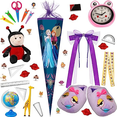 alles-meine.de GmbH Schultüte - - die Eiskönigin/Frozen 35-85 cm Größe wählbar inkl. komplette Füllung + Bänder Schleife + Kunststoff Spitze - Zuckertüte - Tüllabschluß..