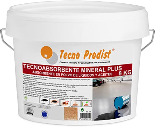 TECNO ABSORBENT MINERAL PLUS de TECNO PRODIST (4 Kg) Contrôle des déversements,absorption supérieure à la Sépiolite, Absorbant d'huile, eau, hydrocarbures, solvants, intérieur et extérieur, ignifuge