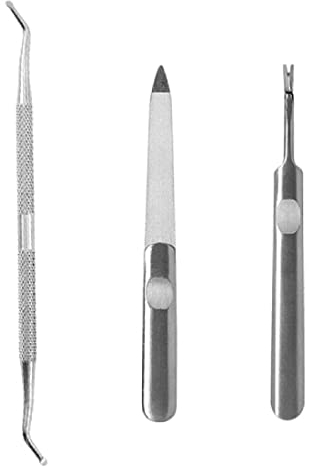 CUHZA Werkzeug für eingewachsene Nägel, Nagelfeile, Nagelrinnenschaufel, Nagelhautgabel, Fußpflege, Edelstahl, professionelle Maniküre & Pediküre, Nagelpflege 3-teiliges Set