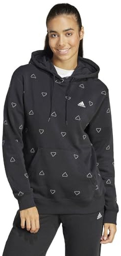 adidas Women Felpa con Cappuccio Essentials Monogram Regular Fleece Graphic