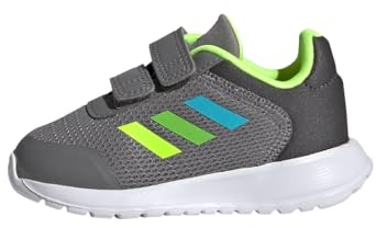 Adidas Unisex Baby Tensaur Run Shoes, Grey/Lucid Lime/Lucid Lemon, 21 EU