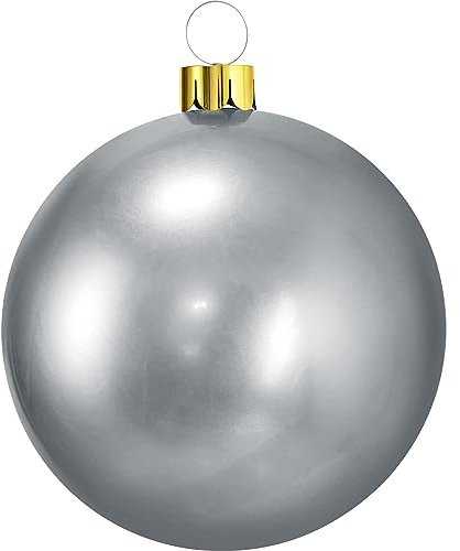 Magie di Natale Weihnachtskugeln Deko Christbaumkugeln aufblasbar (Ø 65cm, Silber)