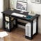 Blisswood Home Office Desk, Black Computer Desk With Shelves & Sliding Keyboard Tray PC Laptop Table For Writing Workstation Bedroom Study Furniture (90 x 55 x 75CM)