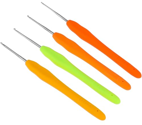 4 Stück Häkelnadel Set Bunte Häkeln Stricken Nadeln Kit mit Ergonomischem Softgriff 1,0 mm - 1,75mm Markierungsnadel Häkelnadeln Häkelset für Anfänger Enthalten (Zufällige Farbe)