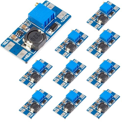 GERUI 10 unidades DC-DC Step Up Boost Converter 2 V-24 V hasta 5V-28 V Transformador de tensión 2 a y 5 V 9 V 12 V 28 V Ajustable Boost Convertidor Fuente de alimentación Módulo de alimentación