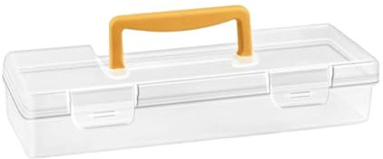 Tlarsun Estuche Portátil para Pinceles de Pintura, Caja de Almacenamiento Larga, Transparente, Amarillo, 13 x 3.7 x 2.4 Pulgadas