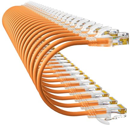 10Gsupxsel 1ft Cat6a Patch Cables (24 Pack) - Orange, Slim, 550MHz, 10G Data Transfer, Compatible with Router, Switch, Server
