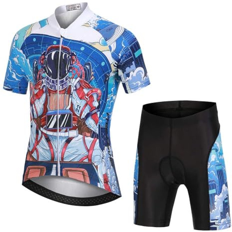 L PATTERN Kinder Radtrikot Set Jungen radsport anzüge (Fahrrad Trikot Kurzarm + Radhose) Mädchen Fahrradbekleidung Anzug mit Sitzpolster, Astronaut, 152/158(Tag:XXXL)