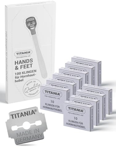 TITANIA Ersatzklingen für Hornhauthobel - 100 Stück (10x10) | Made in Germany | Qualitätsklingen | Sicheres & effektives Hornhautentfernen